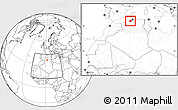 Blank Location Map of Ain Dafla, within the entire country