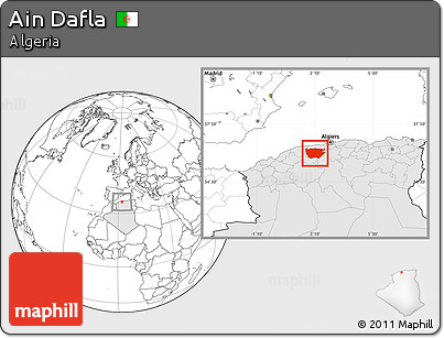 Blank Location Map of Ain Dafla, highlighted country