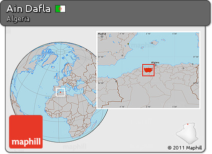 Gray Location Map of Ain Dafla