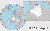 Gray Location Map of Ain Dafla, highlighted country, within the entire country