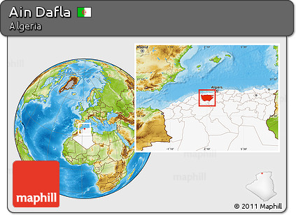 Physical Location Map of Ain Dafla, highlighted country