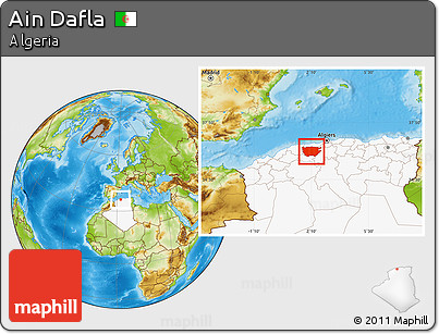 Physical Location Map of Ain Dafla, highlighted country