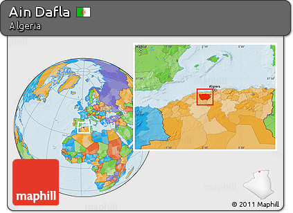 Political Location Map of Ain Dafla