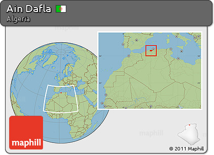 Savanna Style Location Map of Ain Dafla, within the entire country