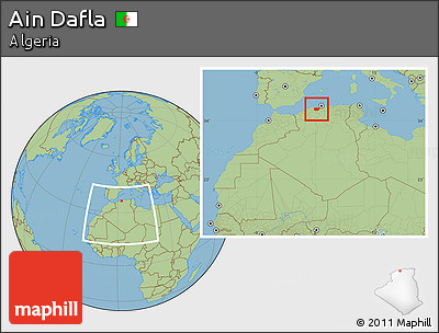 Savanna Style Location Map of Ain Dafla, within the entire country
