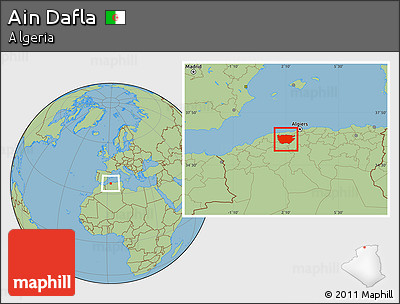 Savanna Style Location Map of Ain Dafla