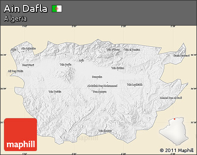 Classic Style Map of Ain Dafla, single color outside