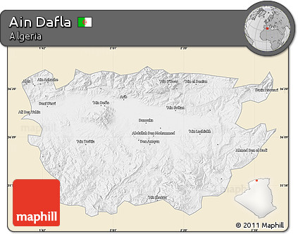 Classic Style Map of Ain Dafla, single color outside