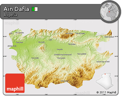 Physical Map of Ain Dafla, cropped outside