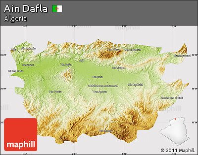 Physical Map of Ain Dafla, cropped outside