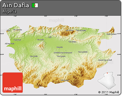 Physical Map of Ain Dafla, cropped outside