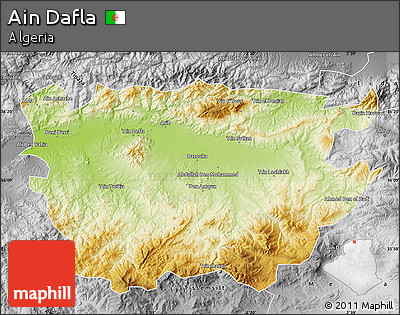 Physical Map of Ain Dafla, desaturated