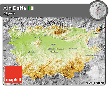Physical Map of Ain Dafla, desaturated