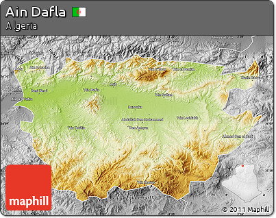 Physical Map of Ain Dafla, desaturated