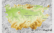 Physical Map of Ain Dafla, lighten, desaturated