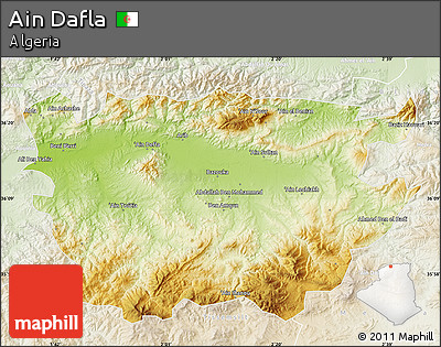 Physical Map of Ain Dafla, lighten
