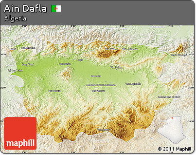 Physical Map of Ain Dafla, lighten