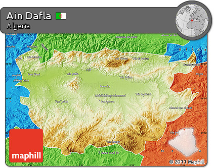 Physical Map of Ain Dafla, political outside