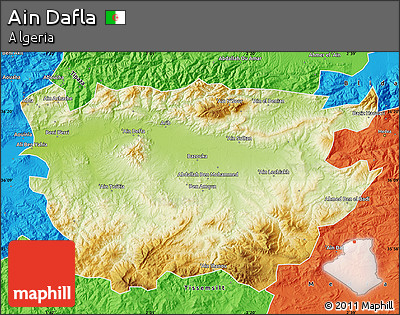 Physical Map of Ain Dafla, political outside