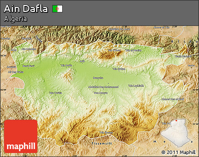 Physical Map of Ain Dafla, satellite outside