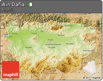 Physical Map of Ain Dafla, satellite outside