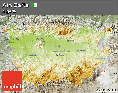 Physical Map of Ain Dafla, semi-desaturated