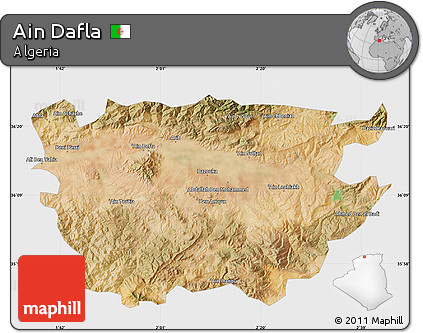 Satellite Map of Ain Dafla, single color outside