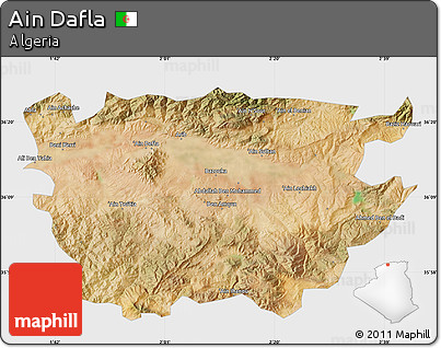 Satellite Map of Ain Dafla, single color outside