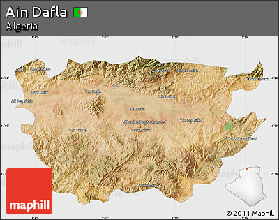Satellite Map of Ain Dafla, single color outside