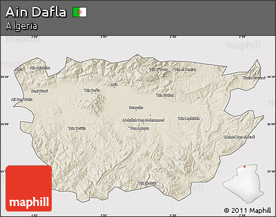 Shaded Relief Map of Ain Dafla, cropped outside