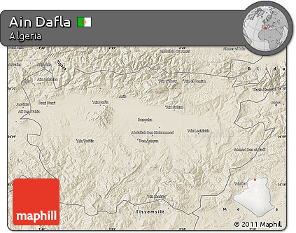 Shaded Relief Map of Ain Dafla