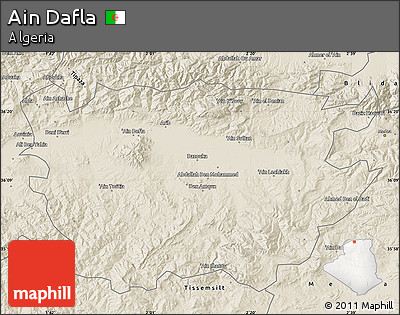 Shaded Relief Map of Ain Dafla