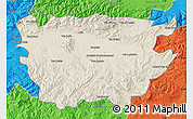 Shaded Relief Map of Ain Dafla, political outside