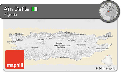 Classic Style Panoramic Map of Ain Dafla, single color outside