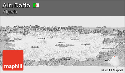 Gray Panoramic Map of Ain Dafla