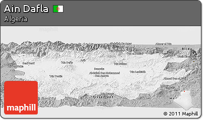 Gray Panoramic Map of Ain Dafla