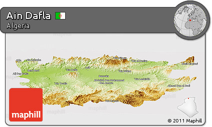 Physical Panoramic Map of Ain Dafla, cropped outside