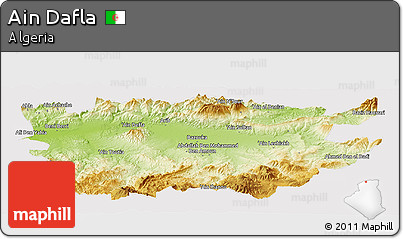 Physical Panoramic Map of Ain Dafla, cropped outside