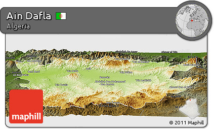 Physical Panoramic Map of Ain Dafla, darken
