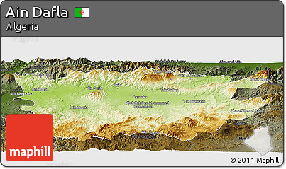 Physical Panoramic Map of Ain Dafla, darken