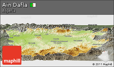 Physical Panoramic Map of Ain Dafla, darken, semi-desaturated