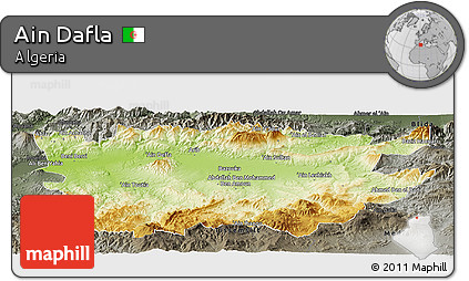 Physical Panoramic Map of Ain Dafla, darken, semi-desaturated
