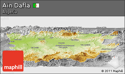 Physical Panoramic Map of Ain Dafla, desaturated