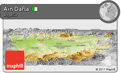 Physical Panoramic Map of Ain Dafla, desaturated
