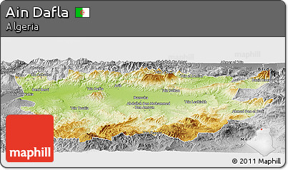 Physical Panoramic Map of Ain Dafla, desaturated