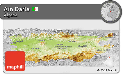 Physical Panoramic Map of Ain Dafla, lighten, desaturated
