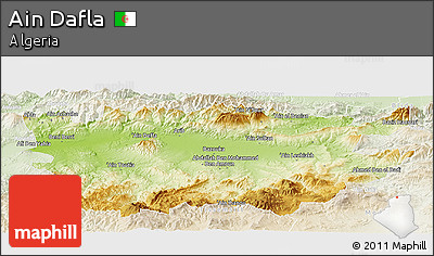 Physical Panoramic Map of Ain Dafla, lighten
