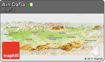 Physical Panoramic Map of Ain Dafla, lighten