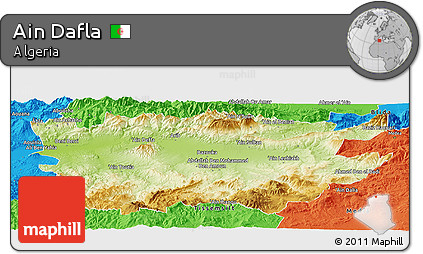 Physical Panoramic Map of Ain Dafla, political outside