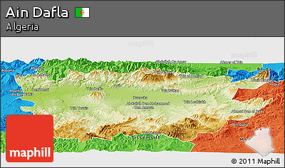 Physical Panoramic Map of Ain Dafla, political outside